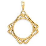 Lade das Bild in den Galerie-Viewer, 14K Yellow Gold Cushion Shaped Scroll Design US $2.50 Dollar Liberty Indian Barber Dime Mercury Dime Coin Bezel Holder Pendant Prong Fits 17.8 mm Coins
