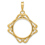Lade das Bild in den Galerie-Viewer, 14K Yellow Gold Cushion Shaped Scroll Design US $2.50 Dollar Liberty Indian Barber Dime Mercury Dime Coin Bezel Holder Pendant Prong Fits 17.8 mm Coins
