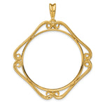 Load image into Gallery viewer, 14K Yellow Gold Cushion Shaped Scroll Design US $20 Dollar Liberty Saint-Gaudens Coin Bezel Holder Pendant Prong Fits 34.2 mm Coins
