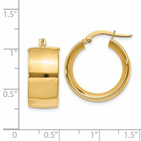 Load image into Gallery viewer, 14K Yellow Gold Hoop Earrings 16mm x 9mm