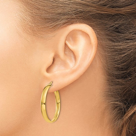 Load image into Gallery viewer, 14K Yellow Gold Hoop Earrings 25mm x 4mm