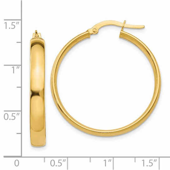 Load image into Gallery viewer, 14K Yellow Gold Hoop Earrings 25mm x 4mm