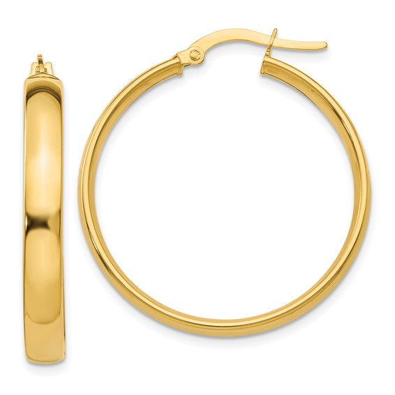 14K Yellow Gold Hoop Earrings 25mm x 4mm