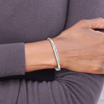 Φόρτωση εικόνας στο εργαλείο προβολής Συλλογής, 925 Sterling Silver Intertwined Hammered Contemporary Modern Cuff Bangle Bracelet
