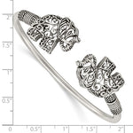 画像をギャラリービューアに読み込む, Sterling Silver Elephants Filigree Antique Style Cuff Bangle Bracelet Flexible
