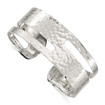 將圖片載入圖庫檢視器 925 Sterling Silver 23mm Fancy Hammered Contemporary Modern Cuff Bangle Bracelet
