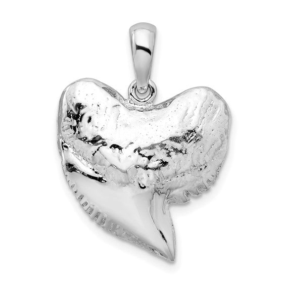 Sterling Silver Shark Tooth 3D Pendant Charm