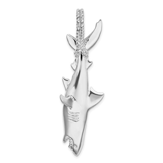 Sterling Silver Shark 3D Large Pendant Charm