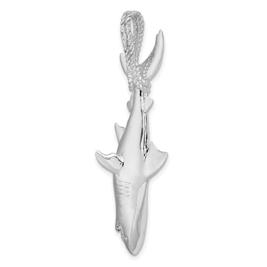 Sterling Silver Shark 3D Large Pendant Charm