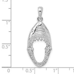 Lataa kuva Galleria-katseluun, Sterling Silver Shark Head Moveable Pendant Charm Rhodium Plated
