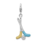 Afbeelding in Gallery-weergave laden, Amore La Vita Sterling Silver Enamel Golf Clubs Ball 3D Charm
