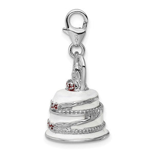 Amore La Vita Sterling Silver Enamel Wedding Cake 3D Charm