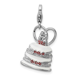 Amore La Vita Sterling Silver Enamel Wedding Cake 3D Charm