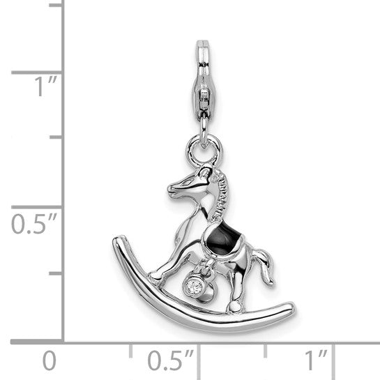 Amore La Vita Sterling Silver Enamel Rocking Horse 3D Charm