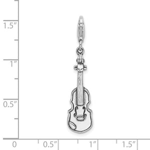 Amore La Vita Sterling Silver Antique Style Violin 3D Charm