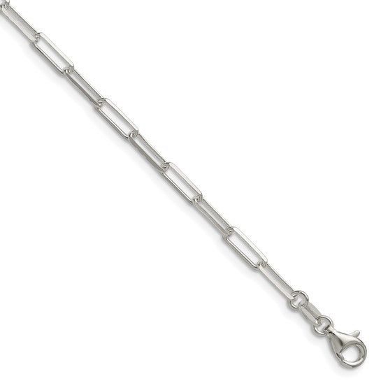 Sterling Silver Diamond Cut 3.1mm Paperclip Bracelet Anklet Necklace Chain