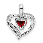 將圖片載入圖庫檢視器 Sterling Silver Genuine Natural Garnet and Diamond Heart Pendant Charm
