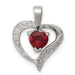 Indlæs billede til gallerivisning Sterling Silver Genuine Natural Garnet and Diamond Heart Pendant Charm

