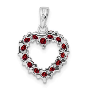 Sterling Silver Genuine Natural Garnet Heart Pendant Charm