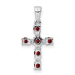 Load image into Gallery viewer, Sterling Silver Genuine Natural Garnet and Diamond Accent Cross Pendant Charm
