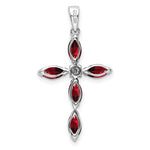 Afbeelding in Gallery-weergave laden, Sterling Silver Genuine Natural Garnet and Diamond Cross Pendant Charm
