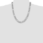 Załaduj obraz do przeglądarki galerii, Sterling Silver 10.75mm Figaro Bracelet Necklace Choker Chain Rhodium Plated
