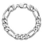 Załaduj obraz do przeglądarki galerii, Sterling Silver 10.75mm Figaro Bracelet Necklace Choker Chain Rhodium Plated
