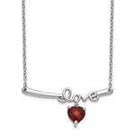 將圖片載入圖庫檢視器 Sterling Silver Garnet Heart Love Choker Necklace Chain
