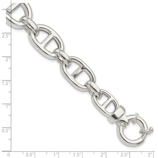 Sterling Silver Anchor Link Fancy Chunky Big Bold Statement Bracelet