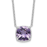 Afbeelding in Gallery-weergave laden, Sterling Silver Amethyst Square Necklace Chain 16 inches with 2 inch Extender
