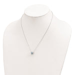 Lataa kuva Galleria-katseluun, Sterling Silver Blue Topaz Square Necklace Chain 16 inches with 2 inch Extender
