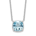 Ladda upp bild till gallerivisning, Sterling Silver Blue Topaz Square Necklace Chain 16 inches with 2 inch Extender
