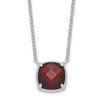 Lataa kuva Galleria-katseluun, Sterling Silver Garnet Square Necklace Chain 16 inches with 2 inch Extender
