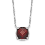 Kép betöltése a galériamegjelenítőbe: Sterling Silver Garnet Square Necklace Chain 16 inches with 2 inch Extender
