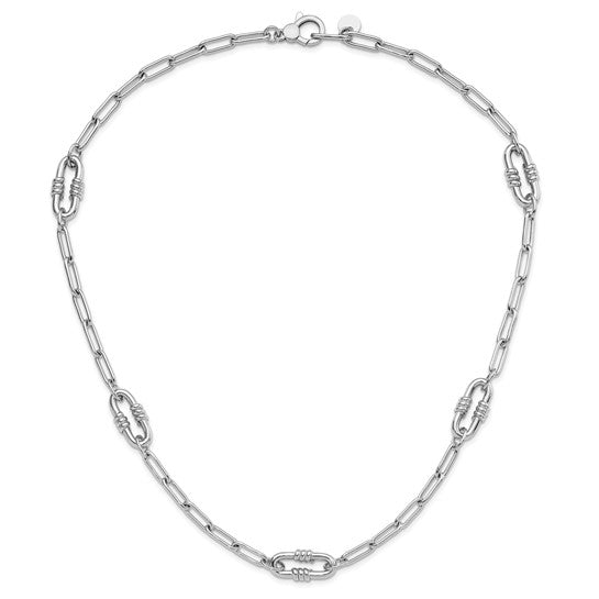 Sterling Silver Paperclip Oval Link Necklace Chain Modern Contemporary