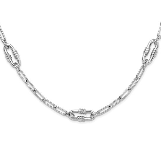 Sterling Silver Paperclip Oval Link Necklace Chain Modern Contemporary
