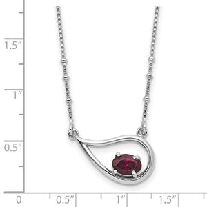 Sterling Silver Garnet Oval Teardrop Choker Necklace Chain