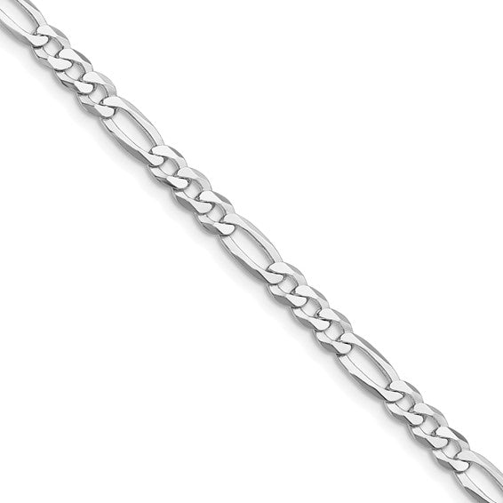 Sterling Silver 4.5mm Flat Figaro Chain 100 inch Spool Rhodium Plated