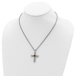 Charger l&#39;image dans la galerie, Sterling Silver with 14k Gold Accent Genuine Cushion Checkerboard Garnet Antique Style Cross Pendant Charm Necklace
