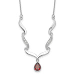 Carregar imagem no visualizador da galeria, Sterling Silver Garnet and White Topaz Choker Necklace Chain
