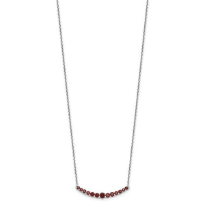 Sterling Silver Garnet Graduated Line Bar Necklace Chain