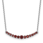 Indlæs billede til gallerivisning Sterling Silver Garnet Graduated Line Bar Necklace Chain
