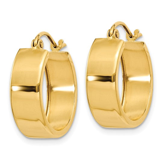 14K Yellow Gold Square Tube Round Hoop Earrings