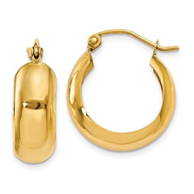 14K Yellow Gold Hoop Earrings 19mm x 7mm