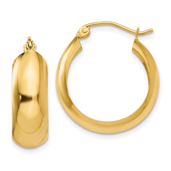 14k Yellow Gold Round Hoop Earrings