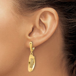 14k Yellow Gold Oval Omega Back Dangle Earrings