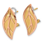 Load image into Gallery viewer, 14k Yellow Rose Gold Two Tone Leaf Omega Back Earrings
