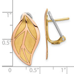 Load image into Gallery viewer, 14k Yellow Rose Gold Two Tone Leaf Omega Back Earrings

