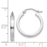 Indlæs billede til gallerivisning 14K White Gold Square Tube Round Hoop Earrings 20mm x 3mm
