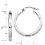 Kép betöltése a galériamegjelenítőbe: 14K White Gold Square Tube Round Hoop Earrings 25mm x 3mm
